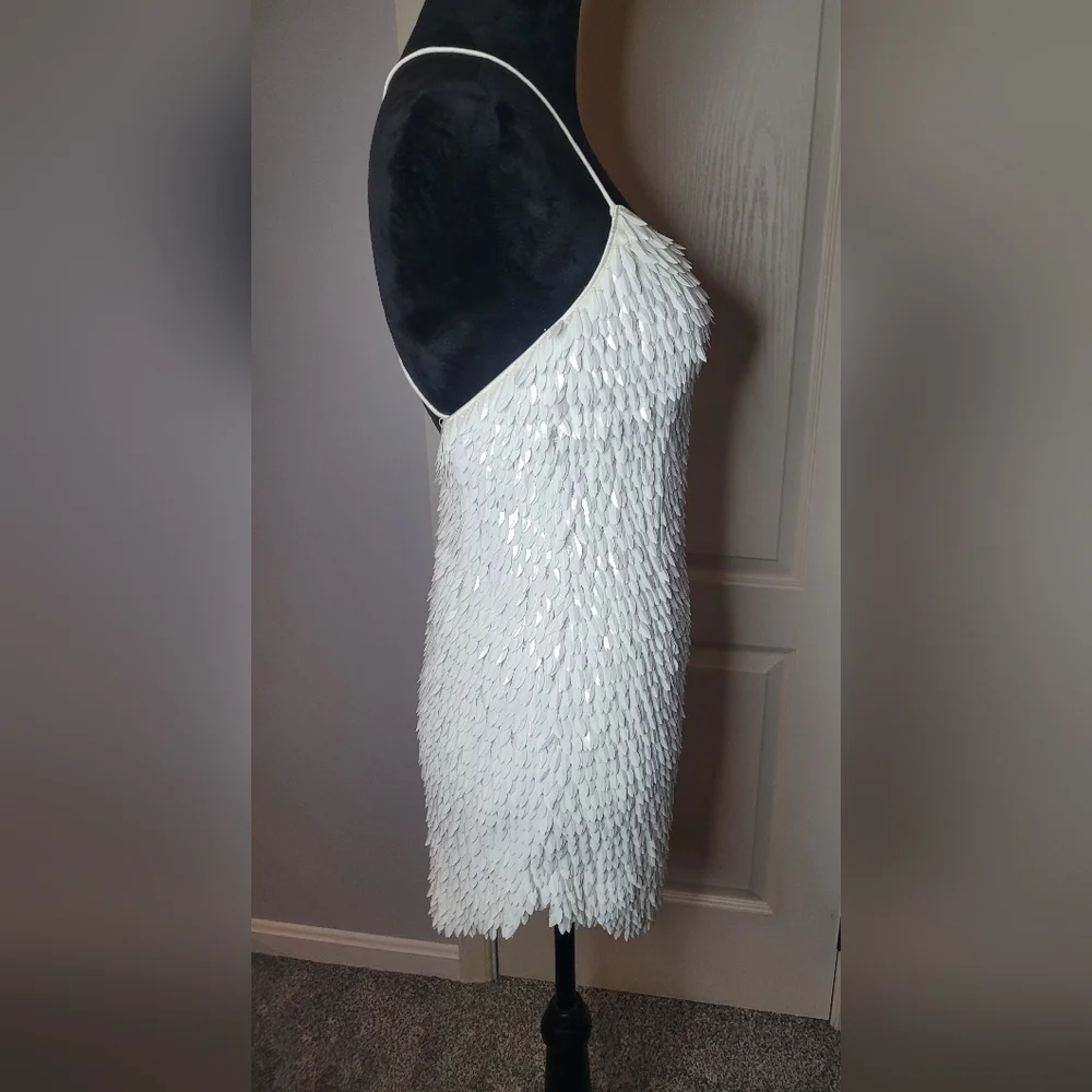RETROFETE Sirena Feather Sequin Dress. Sz M - Picture 10 of 15